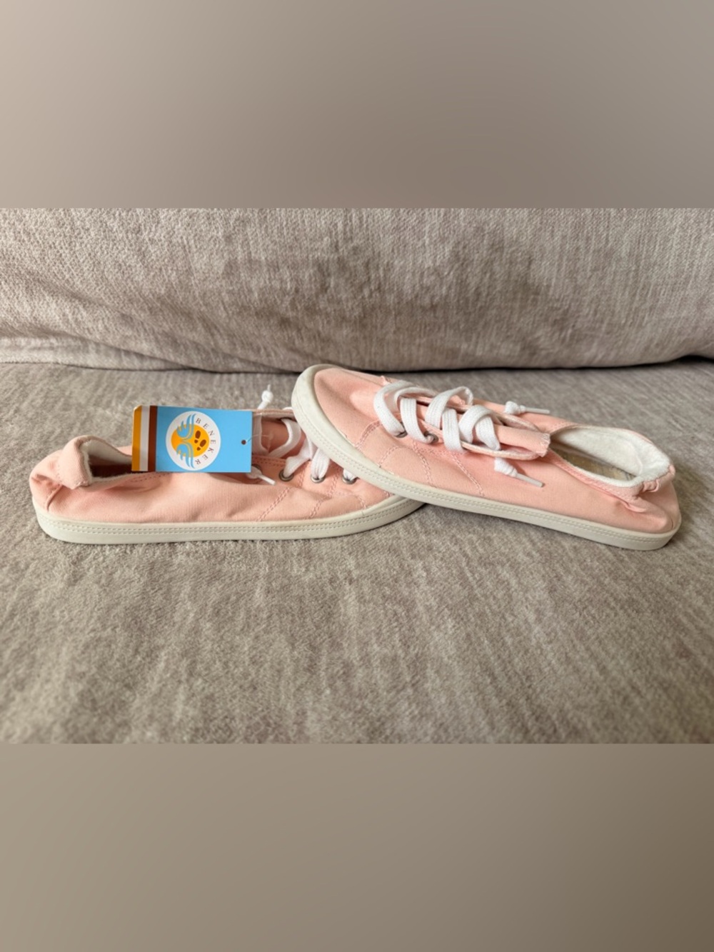 Casual Pink Canvas Slip-On Loafers with Laces